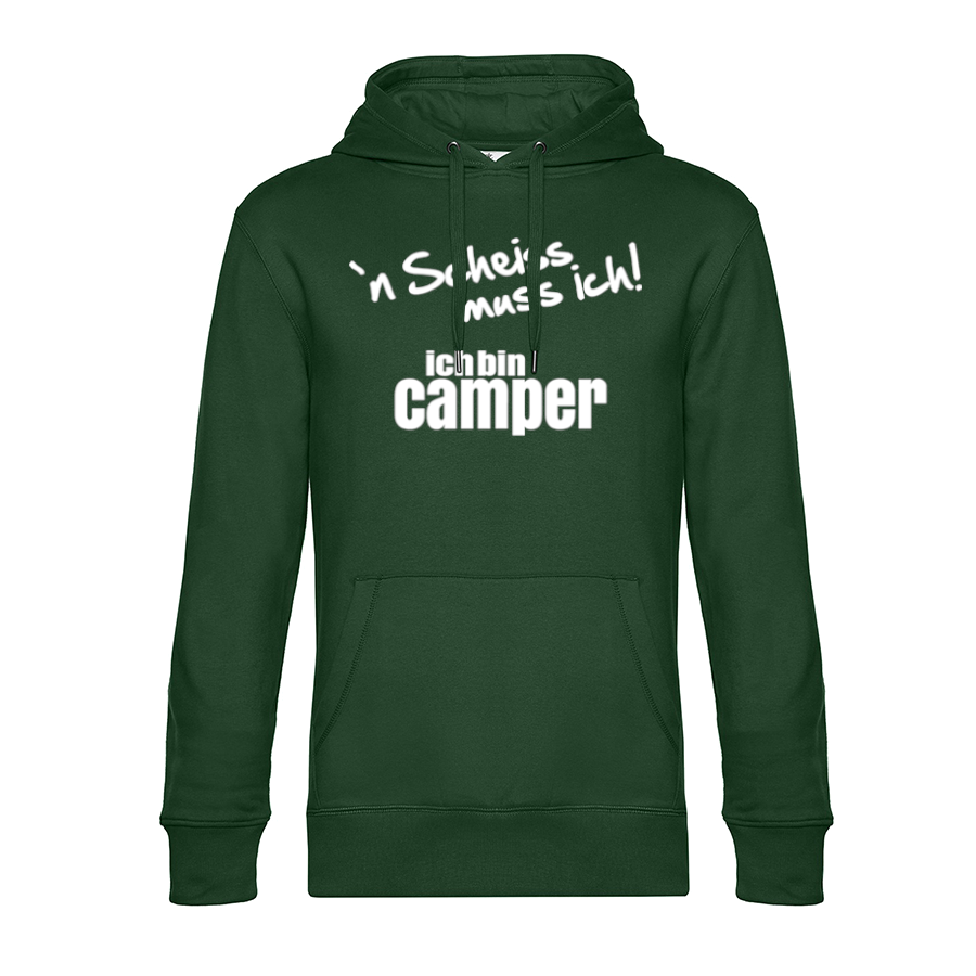 `N Scheiss muss ich! Ich bin Camper - Unser Hoodie für Camper ist die ideale Camping Kleidung. Unsere Hoodies eignen sich für Wohnmobil, Wohnwagen oder Dauercamper. Ideal auch als Geschenk für Camper.
