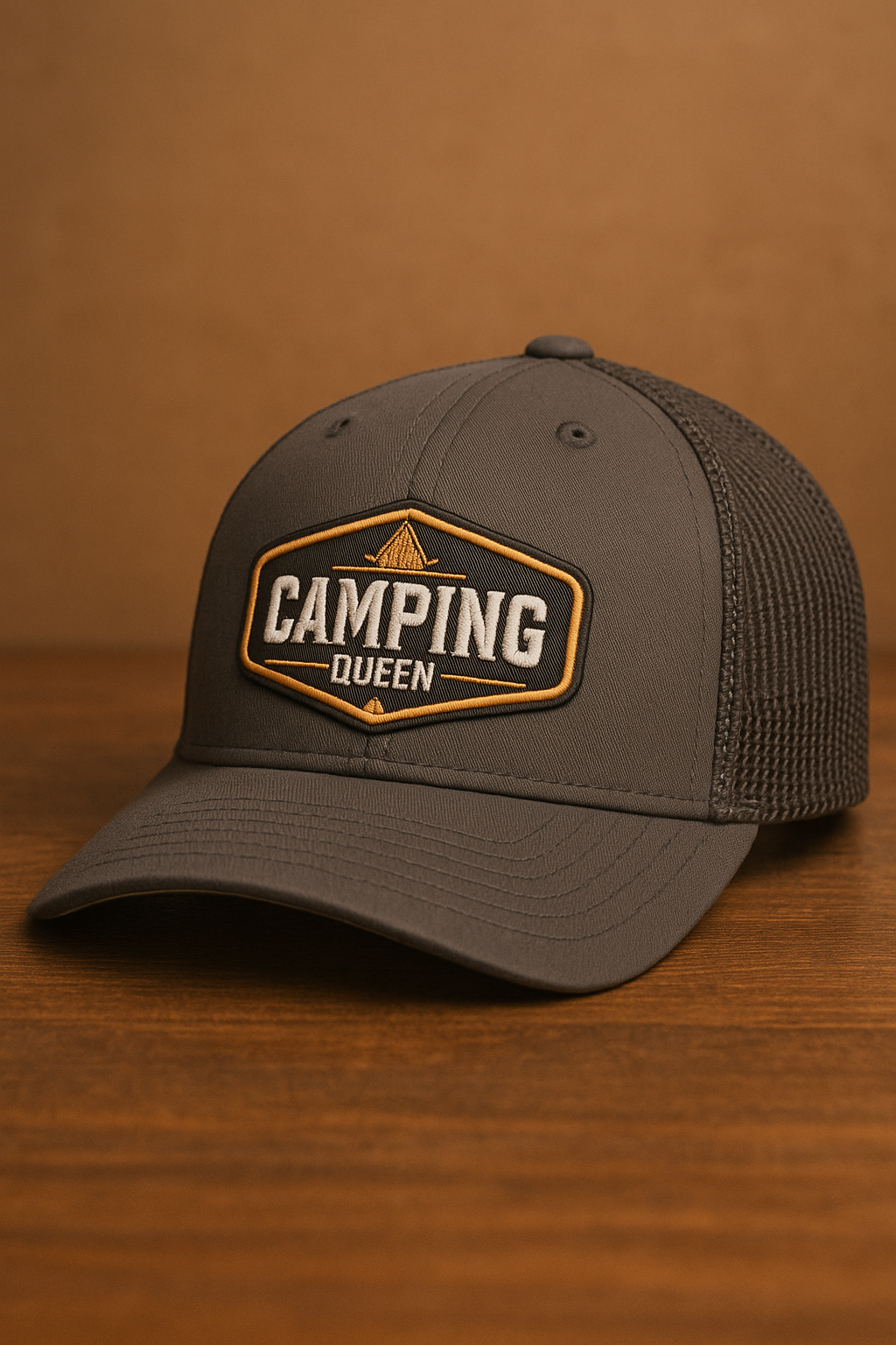 Camping Queen - Flexfit Camping Cap in Dunkel Grau "Mesh"