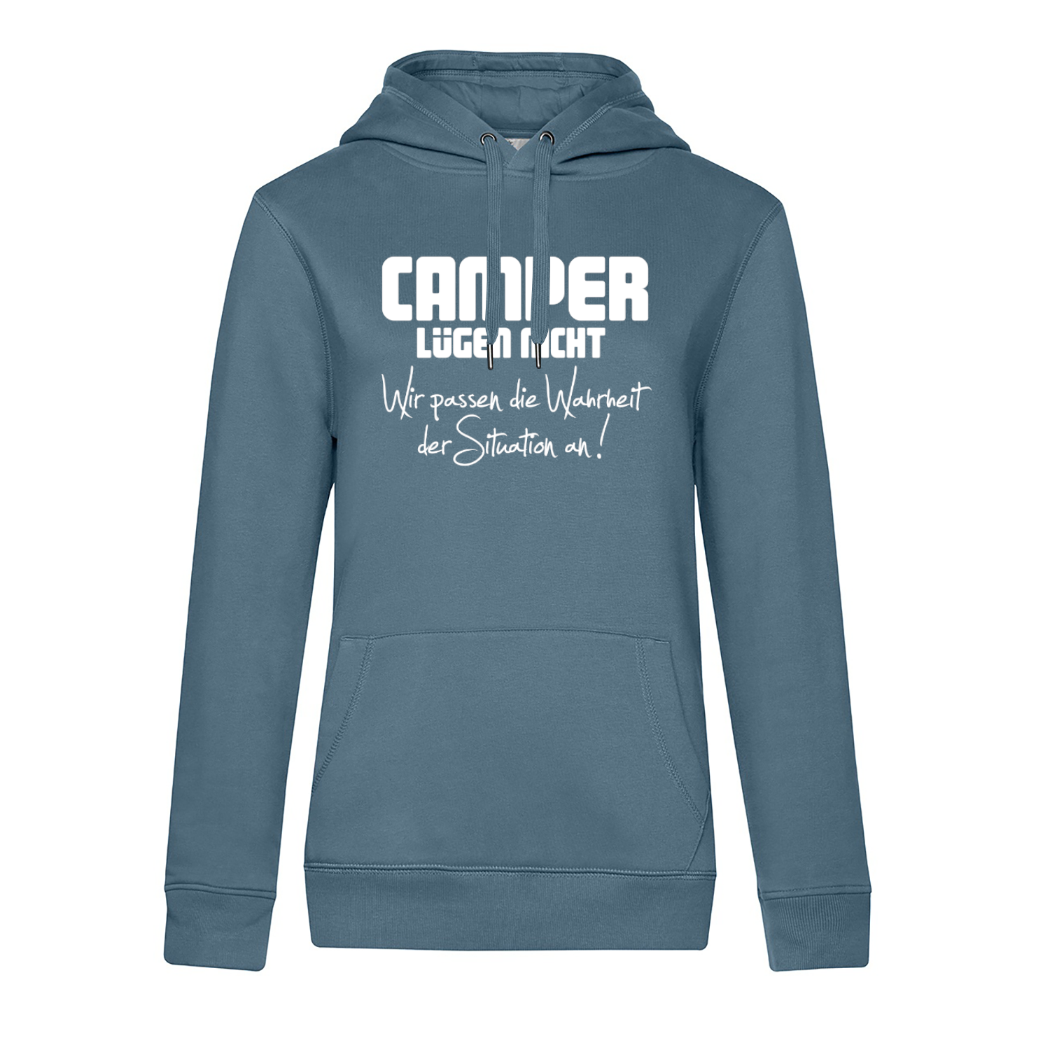 Camper lügen nicht - Camping Hoodie für Frauen - Unser Hoodie für Camper ist die ideale Camping Kleidung. Unsere Hoodies eignen sich für Wohnmobil, Wohnwagen oder Dauercamper. Ideal auch als Geschenk für Camper.