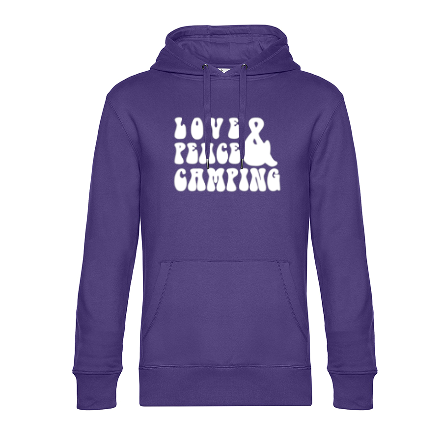 LOVE PEACE CAMPING - Unser Hoodie für Camper ist die ideale Camping Kleidung. Unsere Hoodies eignen sich für Wohnmobil, Wohnwagen oder Dauercamper. Ideal auch als Geschenk für Camper.