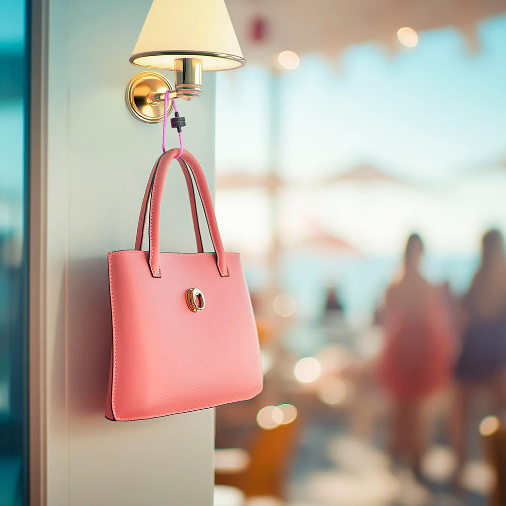 Sticky Stricky – Handtasche an Metallfläche aufgehängt, magnetische Aufhängelösung