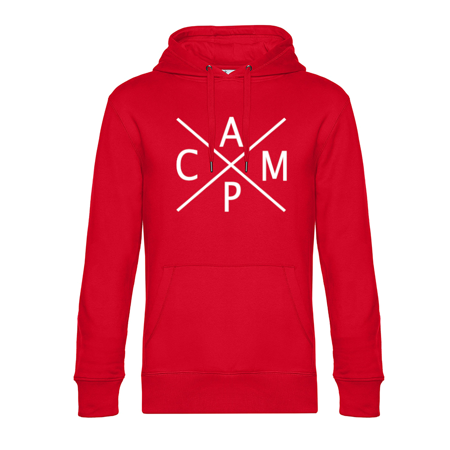 camping-bekleidung-hoodie-fuer-camper-camp-red CAMP - Unser Hoodie für Camper ist die ideale Camping Kleidung. Unsere Hoodies eignen sich für Wohnmobil, Wohnwagen oder Dauercamper. Ideal auch als Geschenk für Camper.