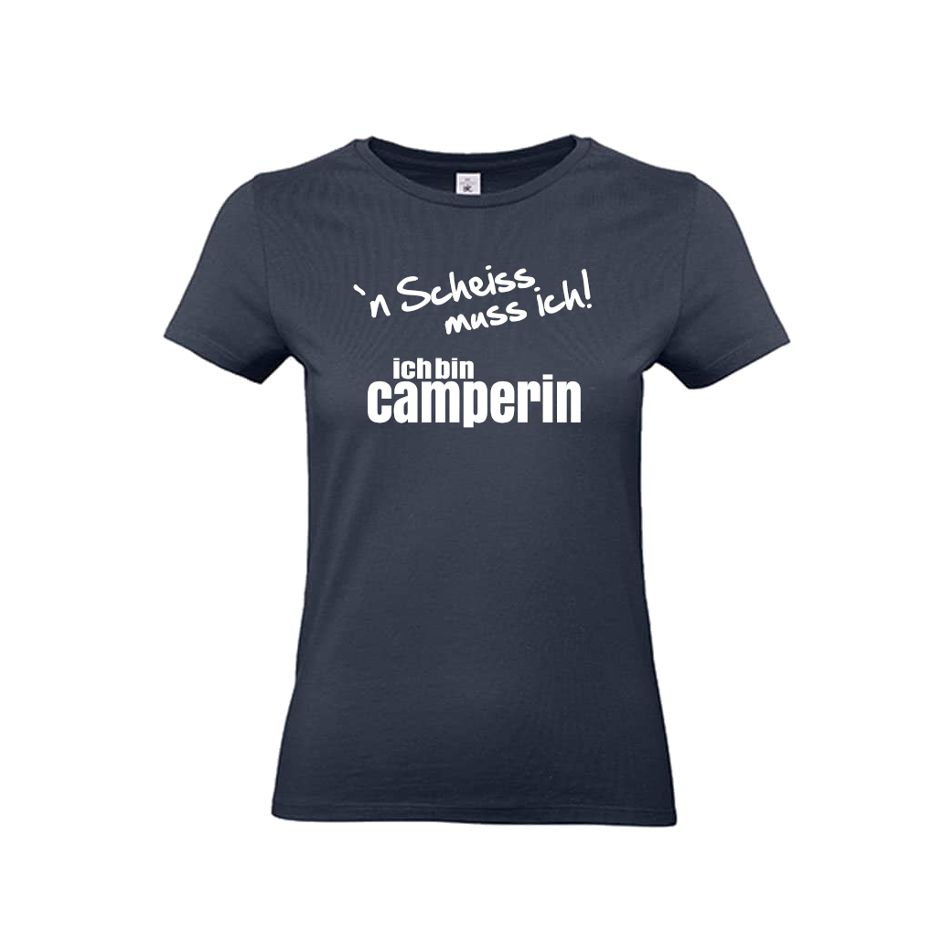 n-scheiss-muss-ich-t-shirt-fuer-die-camperin-navy ´N Scheiss muss ich! Ich bin Camperin - Camping T-Shirt für Frauen