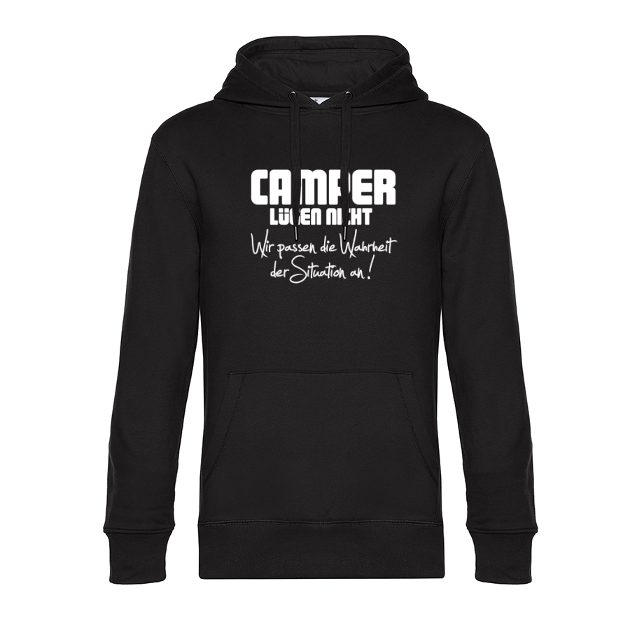 Camper lügen nicht, wir passen die Wahrheit der Situation an! - Unser Hoodie für Camper ist die ideale Camping Kleidung. Unsere Hoodies eignen sich für Wohnmobil, Wohnwagen oder Dauercamper. Ideal auch als Geschenk für Camper.