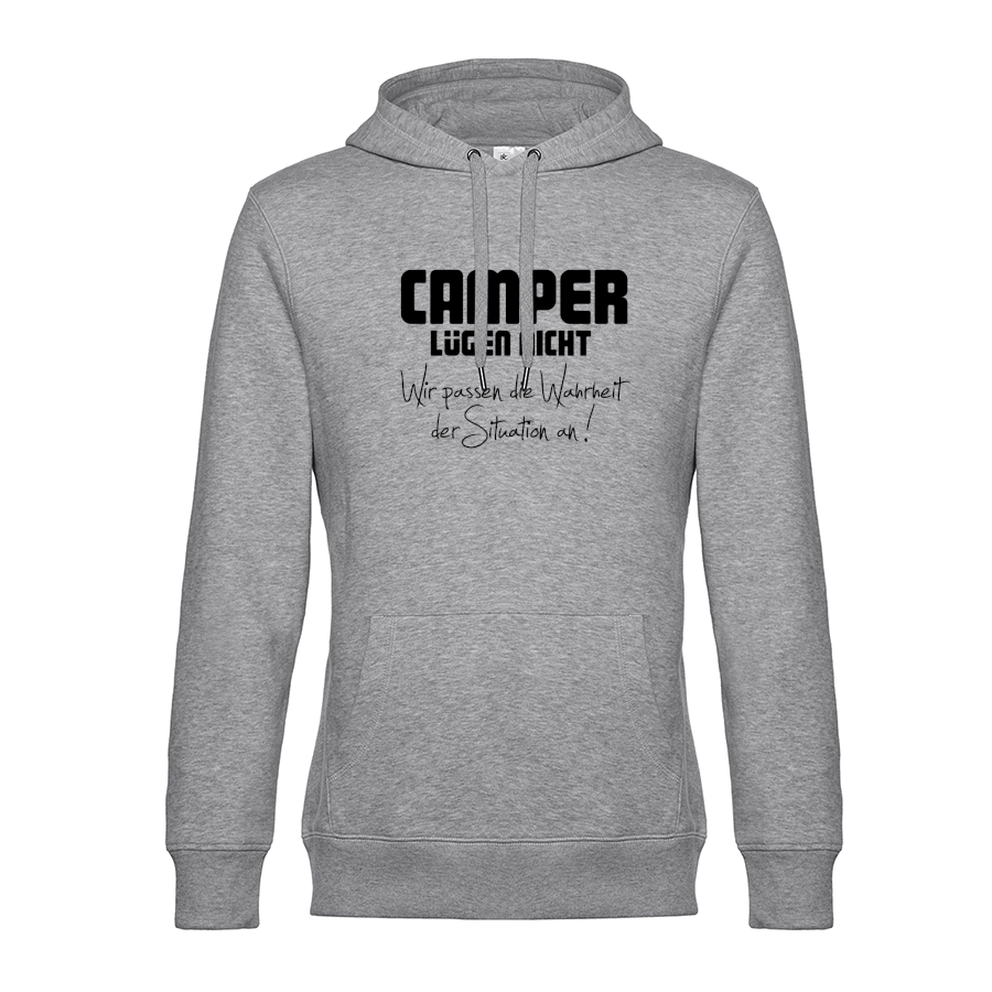 Camper lügen nicht, wir passen die Wahrheit der Situation an! - Unser Hoodie für Camper ist die ideale Camping Kleidung. Unsere Hoodies eignen sich für Wohnmobil, Wohnwagen oder Dauercamper. Ideal auch als Geschenk für Camper.