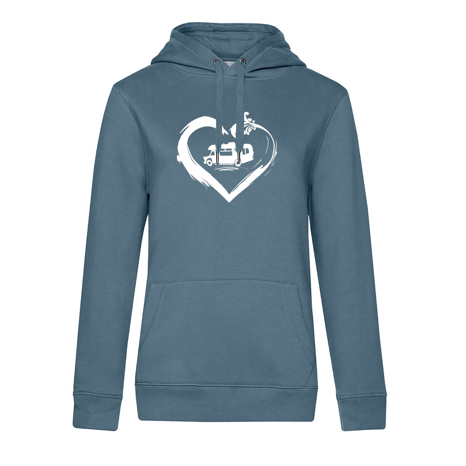 Wohnmobil mit Herz - Camping Hoodie für Frauen - Unser Hoodie für Camper ist die ideale Camping Kleidung. Unsere Hoodies eignen sich für Wohnmobil, Wohnwagen oder Dauercamper. Ideal auch als Geschenk für Camper.