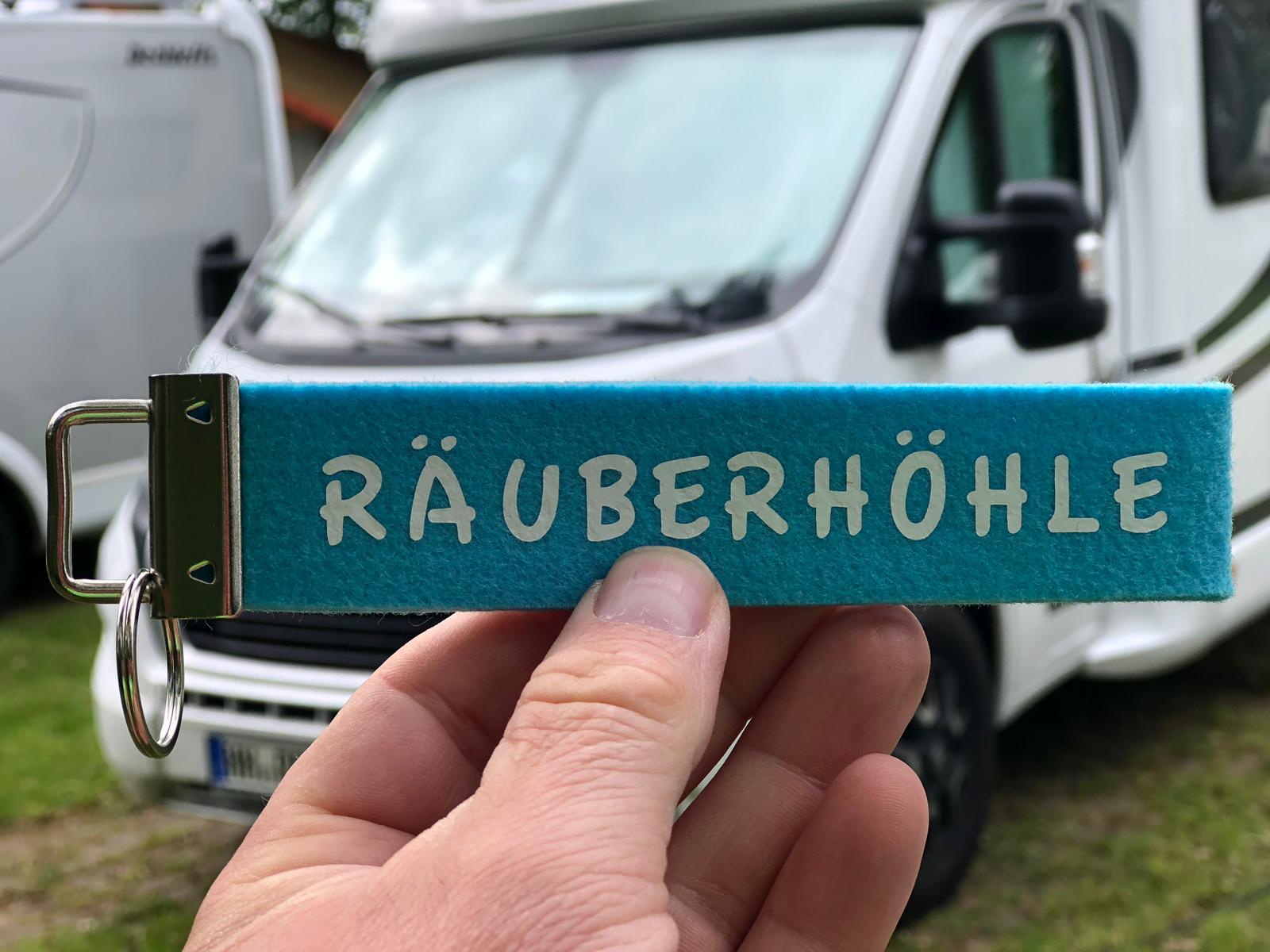 Camping Schlüsselanhänger - Räuberhöhle - Blau