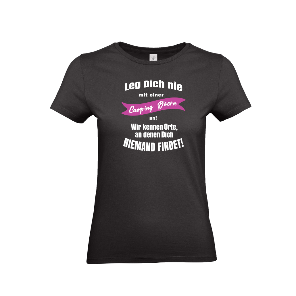 Geschenkidee-fuer-Camper-T-Shirts-fuer-Camperin-Camping-Deern-Black Camping Deern- Camping T-Shirt für Frauen