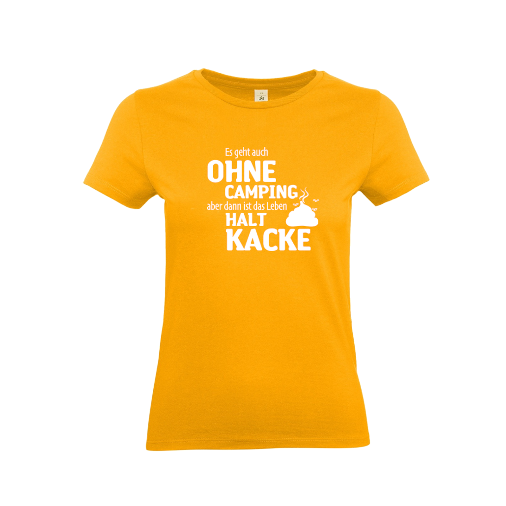 ohne-camping-ist-kacke-t-shirt-fuer-camperin-apricot Ohne Camping ist Kacke T-Shirt für Camperin | Cool Camper
