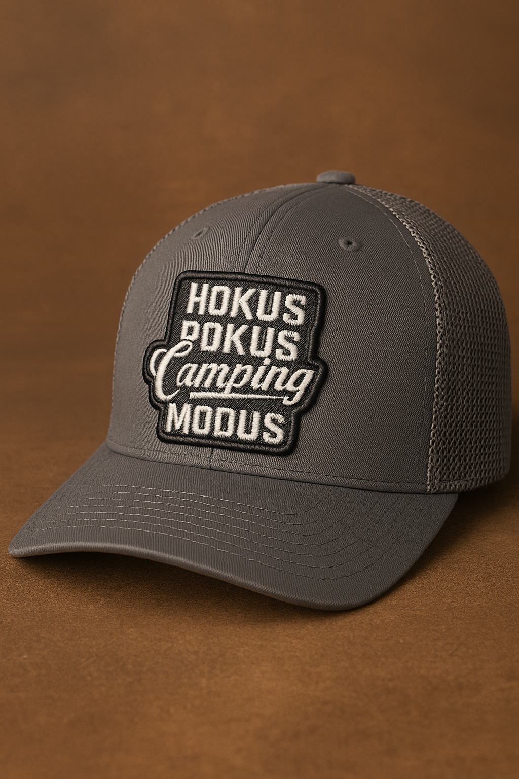 Hokus Pokus Camping Modus - Flexfit Camping Cap in Dunkel Grau "Mesh"