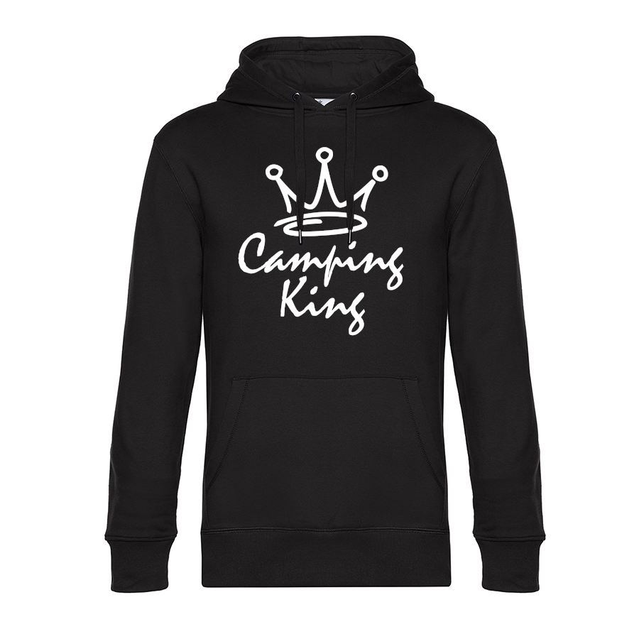 Camping King - Unser Hoodie für Camper ist die ideale Camping Kleidung. Unsere Hoodies eignen sich für Wohnmobil, Wohnwagen oder Dauercamper. Ideal auch als Geschenk für Camper.