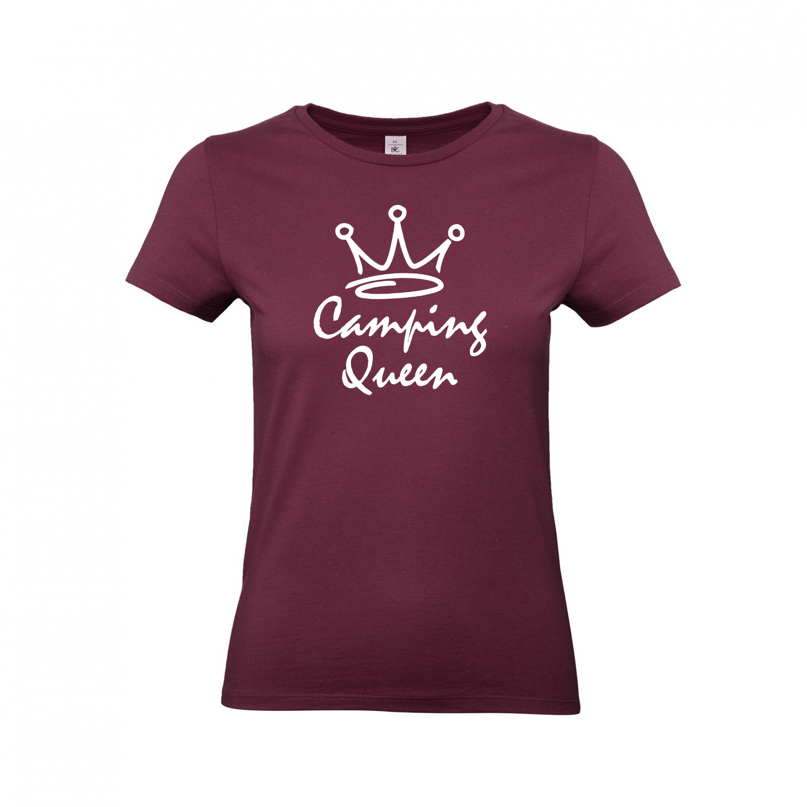 Damen-Camper-Kleidung-T-Shirts-fuer-Camperin-Camping-Queen-Burgundy