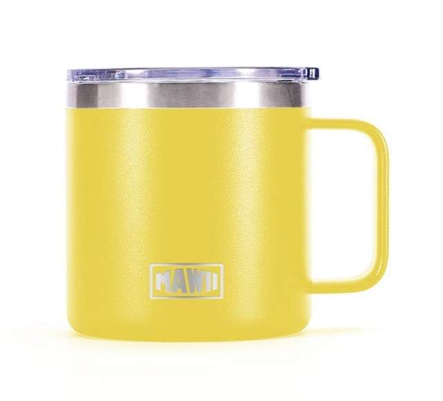 MAWII Edelstahl Kaffeebecher mit Henkel 350 ml