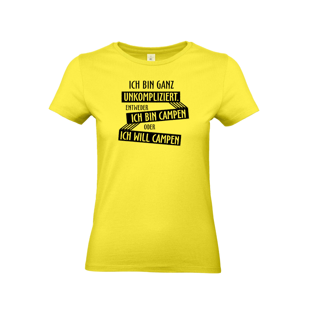 ich-will-oder-bin-campen-damen-t-shirt-yellow ICH BIN CAMPEN / ICH WILL CAMPEN - Camping T-Shirt für Frauen